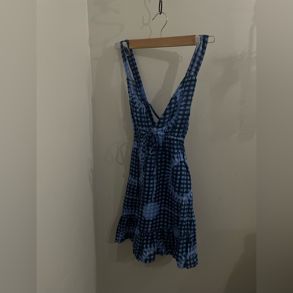 Urban Outfitters Size XS Blue Checkered Flowy Mini Dress
